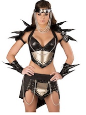 Women's Black Warrior Skirt Top with Shoulder Spikes Costume