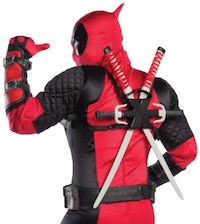 Deadpool Cosplay costume for adults behind