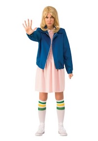 Stranger Things Eleven Pink Dress Costume with Blue Jacket