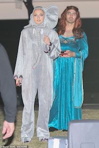 Celebrity Costume - Joe Jonas and Sophie Turner as an Elephant Costume and Sansa Stark