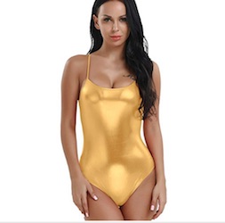 Netflix GLOW Bridemaids Costume Ideas - Gold Swimsuit